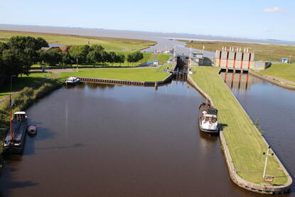 Dronebeeld van de Nieuwe Statenzijl